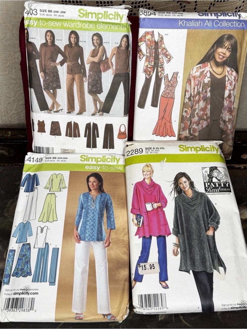 Lot of 4 Simplicity Easy Sew Uncut Patterns Women's 20W - 28W